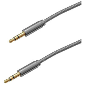 Mobilnet DAD-0124-AUX-METAL  sivý (kov) 1M 2x3,5mm jack kábel (E)