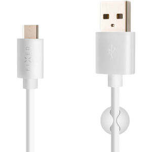 Fixed USB-A/USB-C, 3A, 1m biely