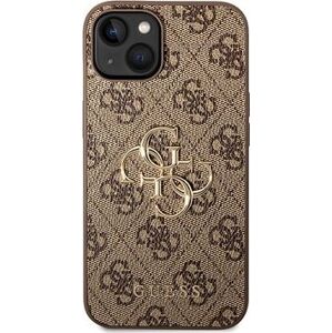 Guess PU 4G Metal Logo Zadný Kryt pre iPhone 14 Brown