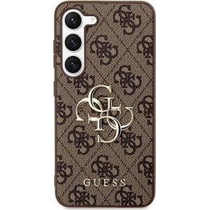 Guess PU 4G Metal Logo Zadný Kryt na Samsung Galaxy S23 Brown