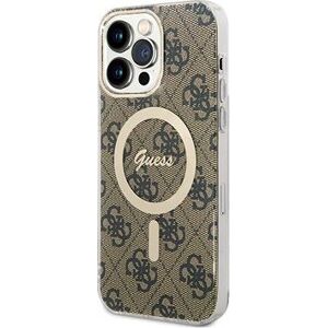 Guess 4G IML MagSafe Kompatibilný Zadný Kryt na iPhone 14 Pro Max Brown
