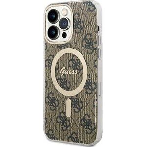 Guess 4G IML MagSafe Kompatibilní Zadní Kryt pro iPhone 14 Pro Max Brown