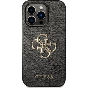 Guess PU 4G Metal Logo Zadný Kryt pre iPhone 15 Pro Max Grey