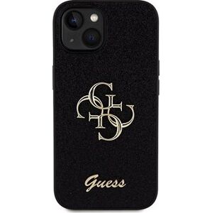 Guess PU Fixed Glitter 4G Metal Logo Zadný Kryt pre iPhone 15 Black