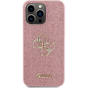 Guess PU Fixed Glitter 4G Metal Logo Zadný Kryt pre iPhone 15 Pro Max Pink