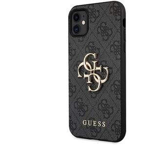 Guess PU 4G Metal Logo Zadný Kryt pre Apple iPhone 11 Grey