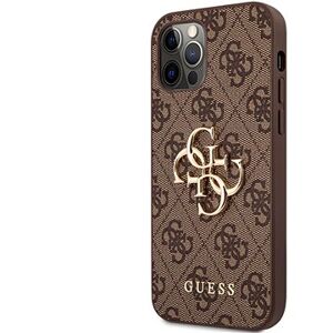 Guess PU 4G Metal Logo Zadný Kryt pre Apple iPhone 12/12 Pro Brown