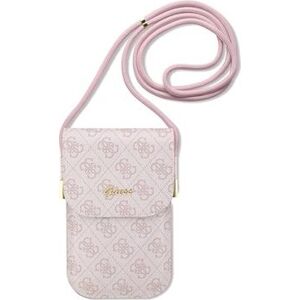 Guess PU 4G Metal Logo Script Phone Bag Pink