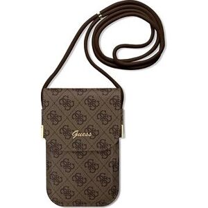 Guess PU 4G Metal Logo Script Phone Bag Brown