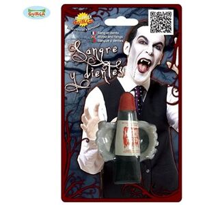 Upírie zuby s umelou krvou 20 ml – upír – vampír – drakula – Halloween