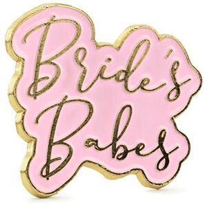 Párty kovový odznak Bride´s babes, ružovo-zlatý, 3,5 × 3cm