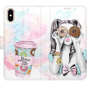 iSaprio flip puzdro Donut Worry Girl na iPhone X/XS