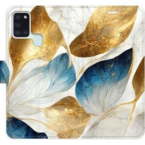 iSaprio flip puzdro GoldBlue Leaves na Samsung Galaxy A21s