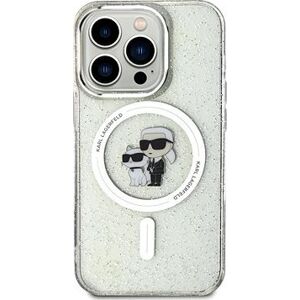 Karl Lagerfeld IML Glitter Karl and Choupette MagSafe Zadný Kryt pre iPhone 15 Pro Transparent