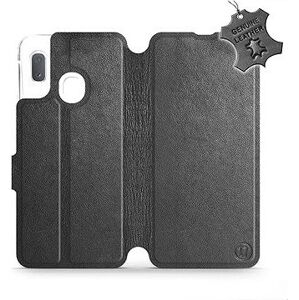 Flip puzdro na mobil Samsung Galaxy A20e – Čierne – kožené – Black Leather