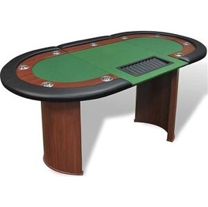 Pokerový stůl pro 10 hráčů, zóna pro dealera + držák na žetony, zelený 80133