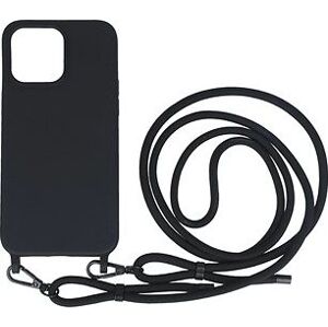 TopQ Kryt Simple iPhone 15 Pro Max černý se šňůrkou 111327