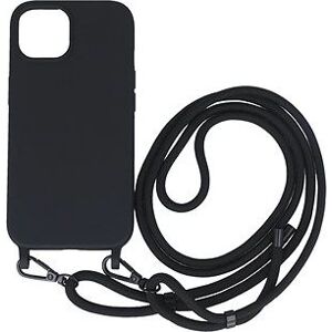 TopQ Kryt Simple iPhone 15 černý se šňůrkou 111321
