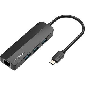 Vention Type-C (USB-C) to 3× USB 3.0/RJ45/Micro-B HUB 0,15 m Black ABS Type