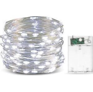 Aca Lighting LED dekoračná strieborná girlanda, teplá biela farba, 2× batérie AA, 120 cm, IP20